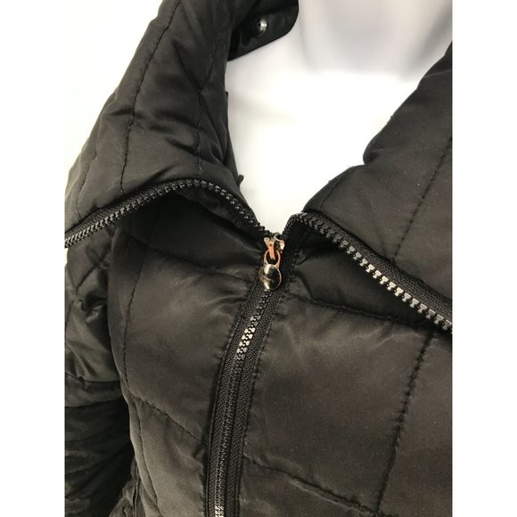 Apt 9 Womens Coat Black Quilted Puffer Turtle Neck Collared Sz Small Hip Thigh - Picture 3 of 16